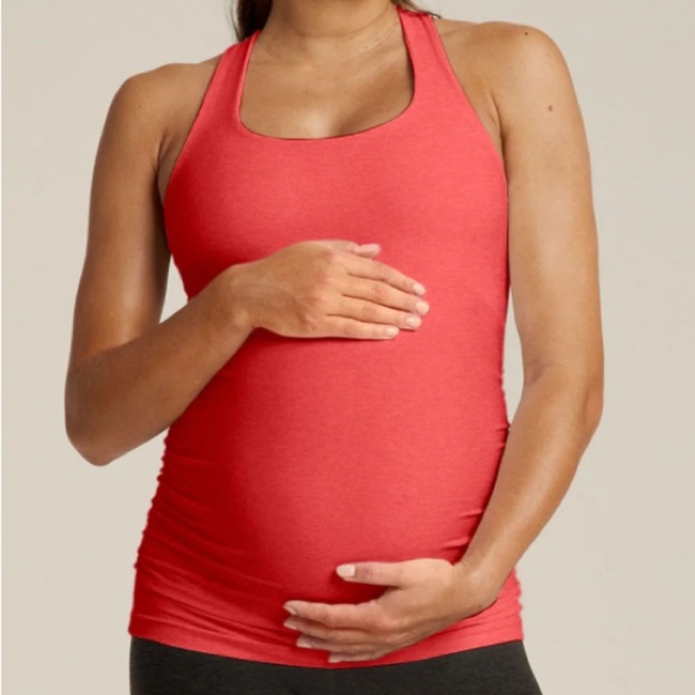 Women’s Coral Pink Beyond Yoga Spacedye Bases Covered Maternity Tank Top small